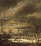 Winter Landscape with a Lamp-post and and a Distant view of Haarlem Jacob van Ruisdael
